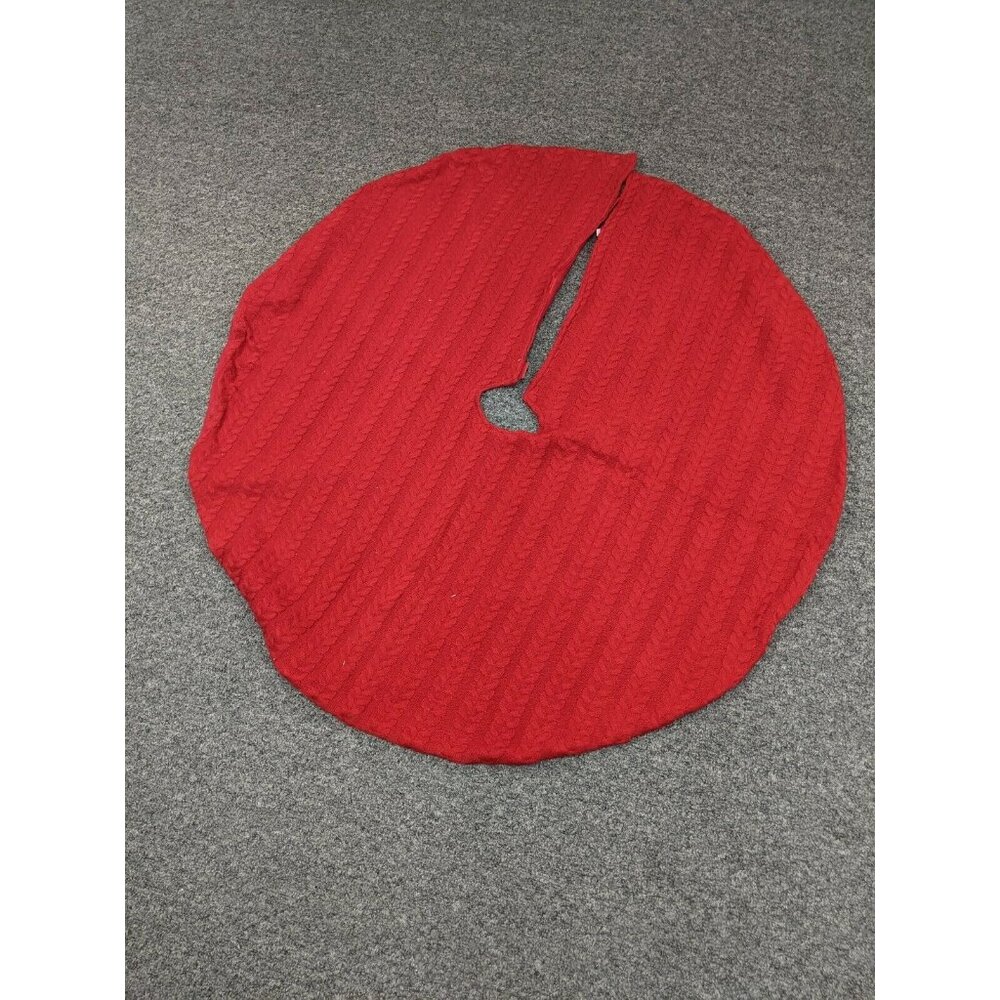 Cable Knit Red Christmas Tree Skirt 48" Hobby Lobby